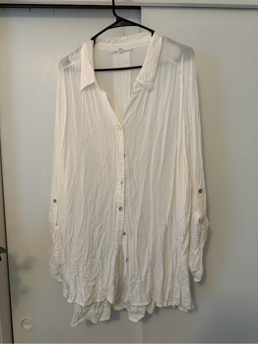 Jane and Delancey White Button-Down Tunic Shirt